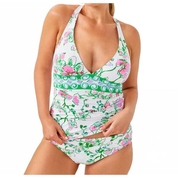 NEW LILLY PULITZER jamila tankini top in multi orchids on the avenue engineered - Picture 1 of 4